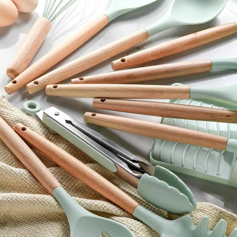 EcoGourmet Silicone Kitchen Tools Set - Vintage & Trendy