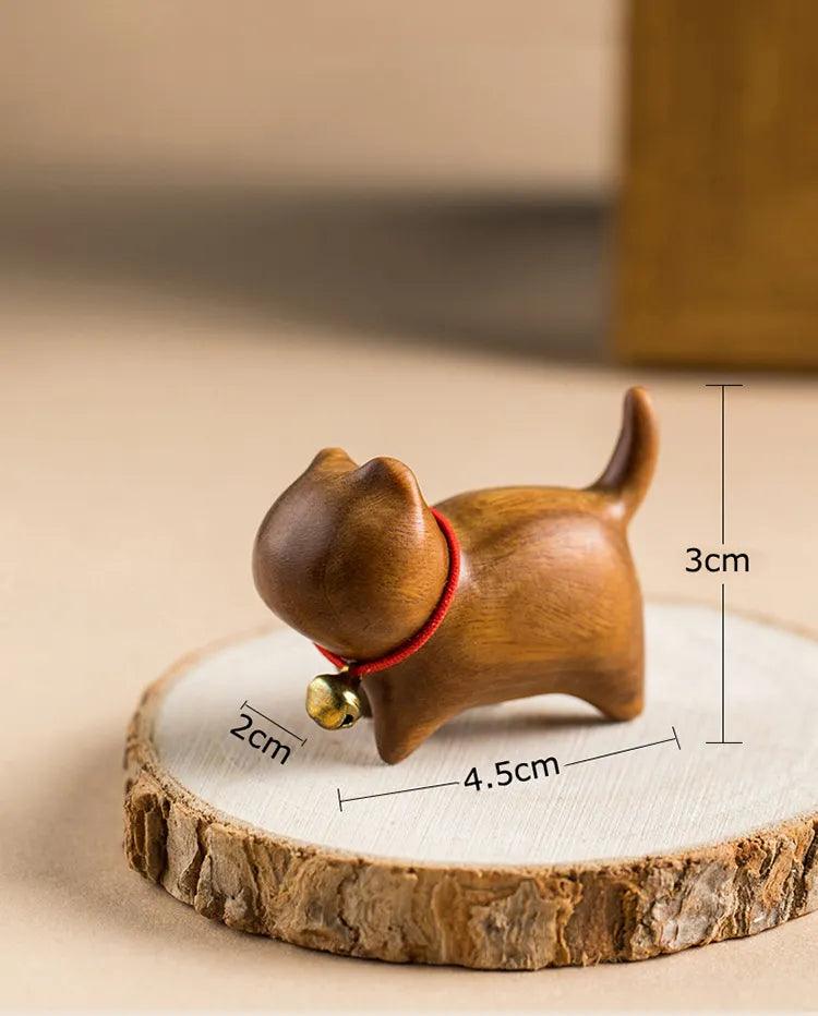 Mini Natural Wood Cat Dog Miniatures - Vintage & Trendy