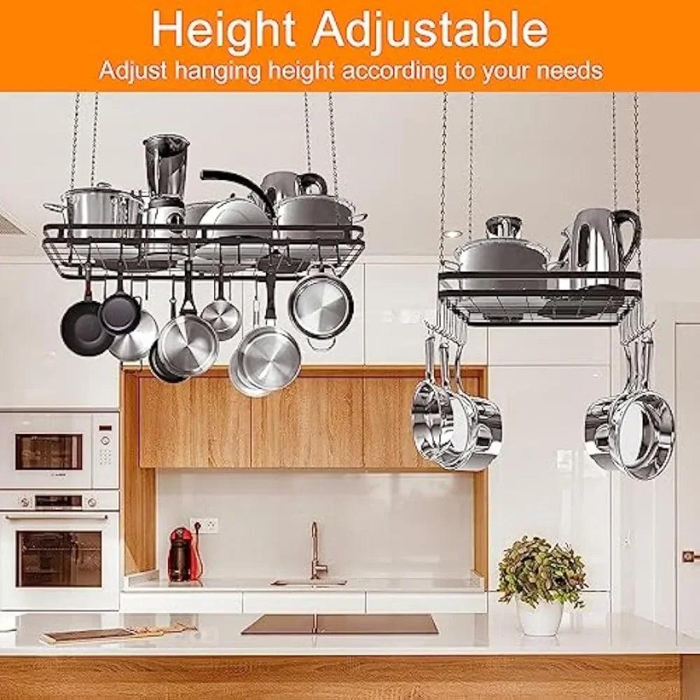 Amtiw 31.5 Inches Ceiling Pot Rack with 12 Hooks - Vintage & Trendy