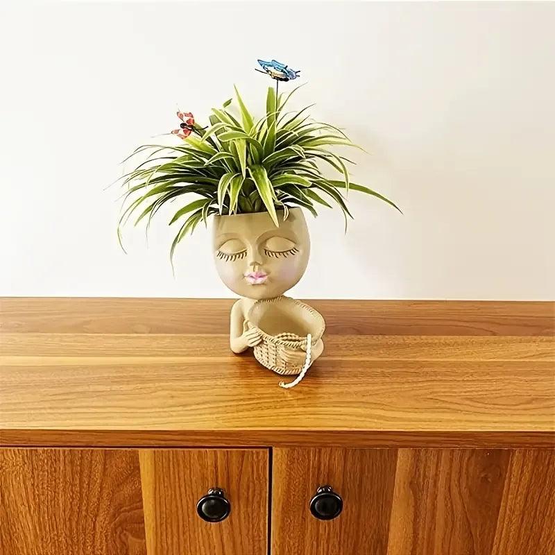 Girls Face Flower Planter - Vintage & Trendy