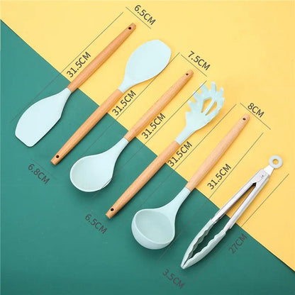 EcoGourmet Silicone Kitchen Tools Set - Vintage & Trendy