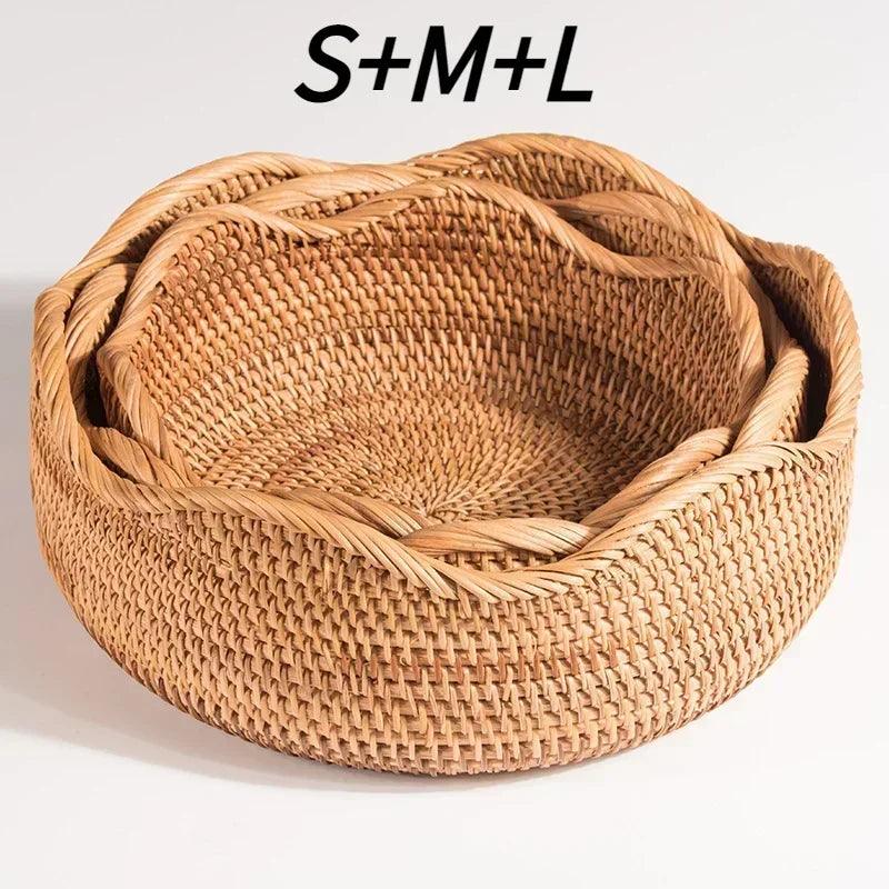 Handwoven Rattan Storage Tray - Multipurpose Wicker Basket - Vintage & Trendy