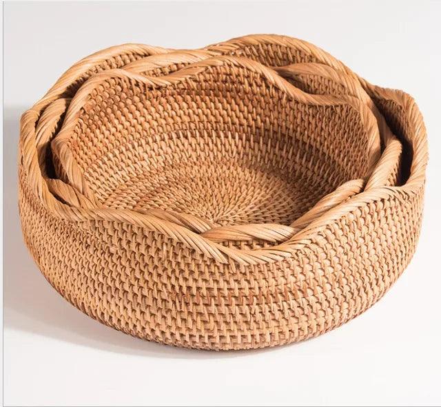 Handwoven Rattan Storage Tray - Multipurpose Wicker Basket - Vintage & Trendy