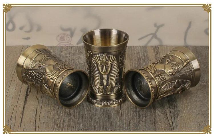 Ancient Egypt Myth Retro Antique Copper Cup Liquor Spirits Bar Shot Glass Set - Vintage & Trendy