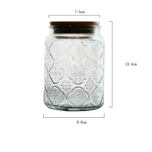 Sealed Glass Jars - Retro Vintage Embossed Begonia Flower - Vintage & Trendy