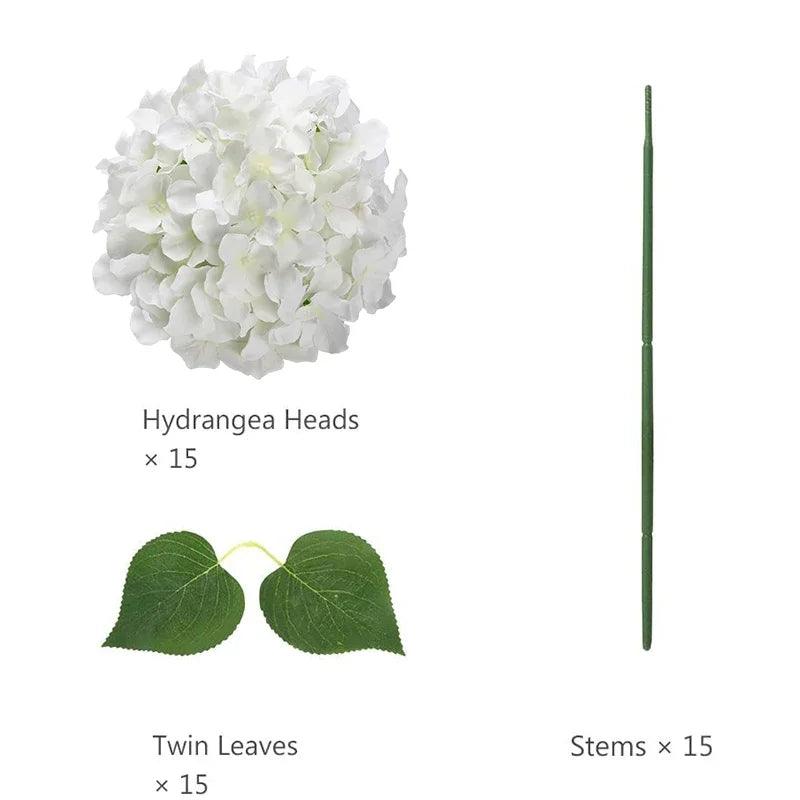 Silk Hydrangea Flowers - Set of 15 - Vintage & Trendy