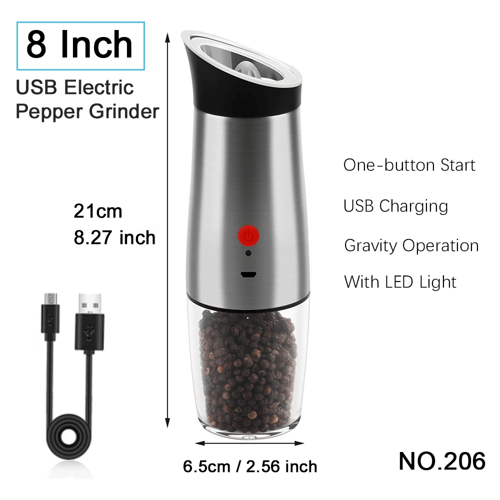 EleganceGrind - Electric Gravity Salt and Pepper Grinder with USB Charging - Vintage & Trendy