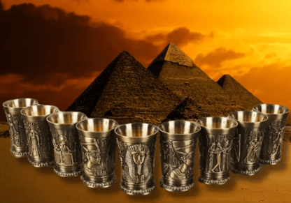 Ancient Egypt Myth Retro Antique Copper Cup Liquor Spirits Bar Shot Glass Set - Vintage & Trendy