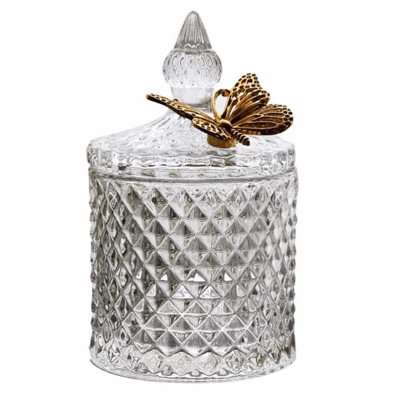 Creative Golden Butterfly Crystal Glass Candy Jar - Vintage & Trendy