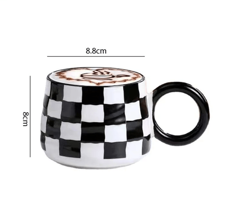 Chessboard Grid Ceramic Mug - Vintage & Trendy