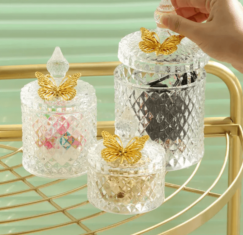 Creative Golden Butterfly Crystal Glass Candy Jar - Vintage & Trendy