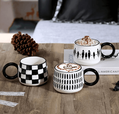 Chessboard Grid Ceramic Mug - Vintage & Trendy