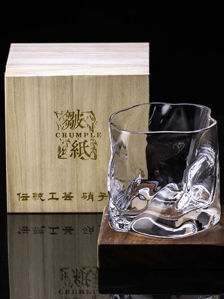 Old Japanese Edo Design Chamvin Crumple Whiskey Glass - Vintage & Trendy