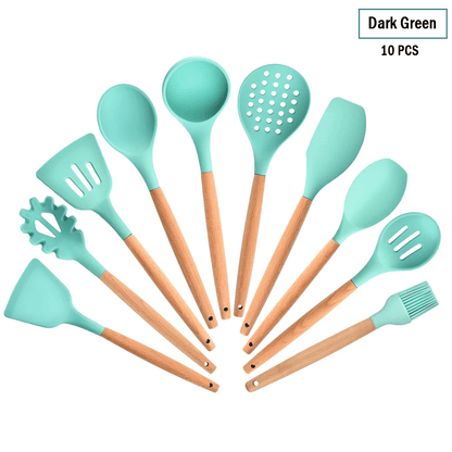 EcoGourmet Silicone Kitchen Tools Set - Vintage & Trendy